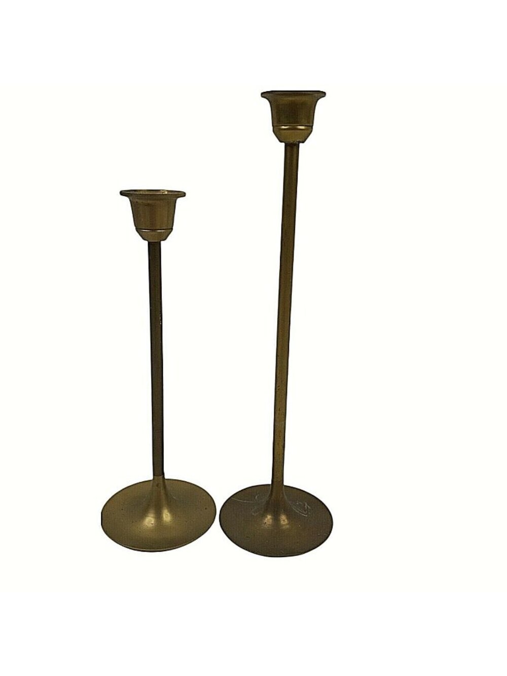 Set Of 2 Vintage Brass Candle Holders Taper Holder 7 Inch & 875 Inch Made Taiwan